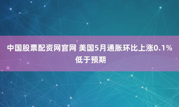 中国股票配资网官网 美国5月通胀环比上涨0.1% 低于预期
